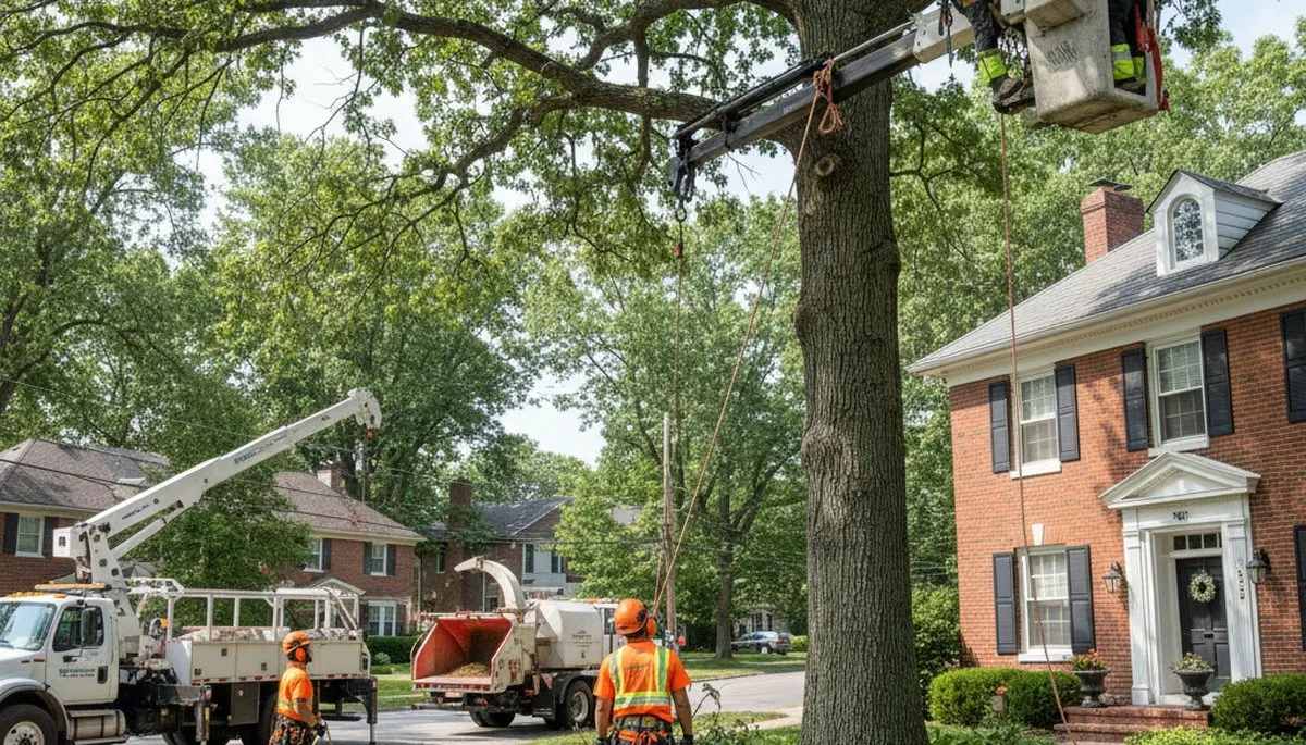 Tree service crew in Cleveland, OH providing professional tree removal and trimming services