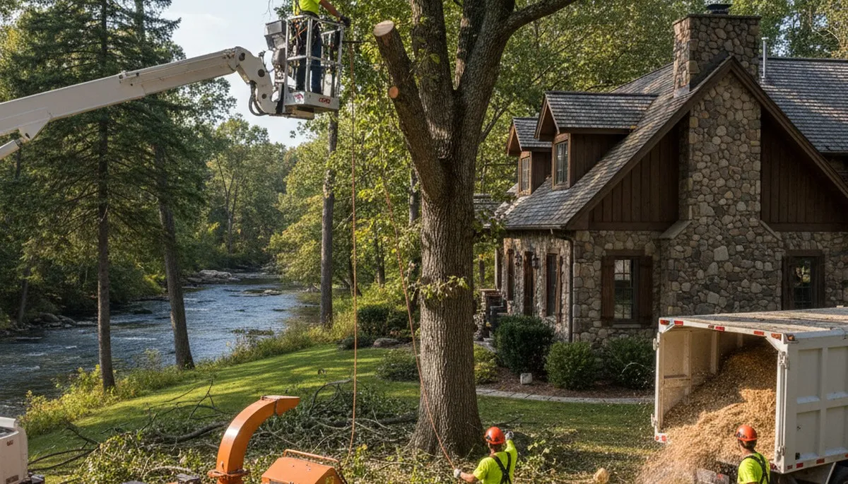 Tree service crew in Cleveland, OH performing professional tree care for local homeowners